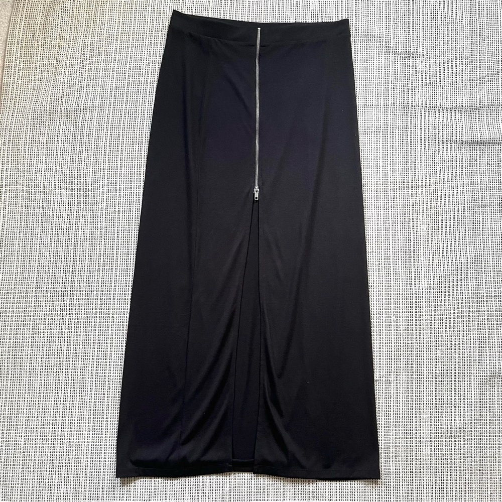 Black Maxi Skirt with Long Front Split with Zip Size XL